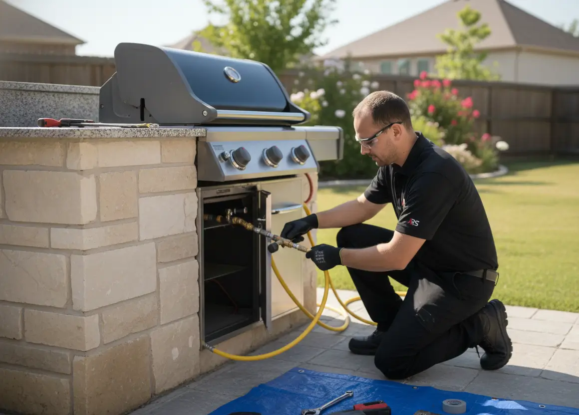 Outdoor kitchen with built in gas grill Outdoor kitchen with built in gas grill